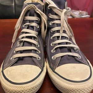 Navy blue high top converse
